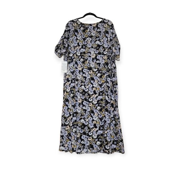 Ellos Womens Plus 30 Black Floral Button Front Midi - Knee Dress Bohemian Travel - Picture 8 of 8